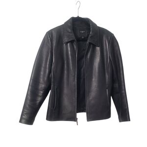 Ladies  Colebrook & Co Black Leather Jacket Size Med